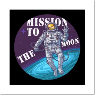 Funny Mission To The Moon Doge-1 Dogecoin Hodl Crypto Posters and Art